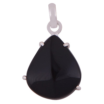 Black Onyx cabacho set in an abstract design in Sterling Silver Pendant newest with chain.